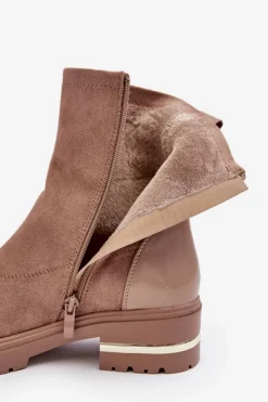 Brązowe I Beżowe Botki|Botki Płaskie><noscript><img width=