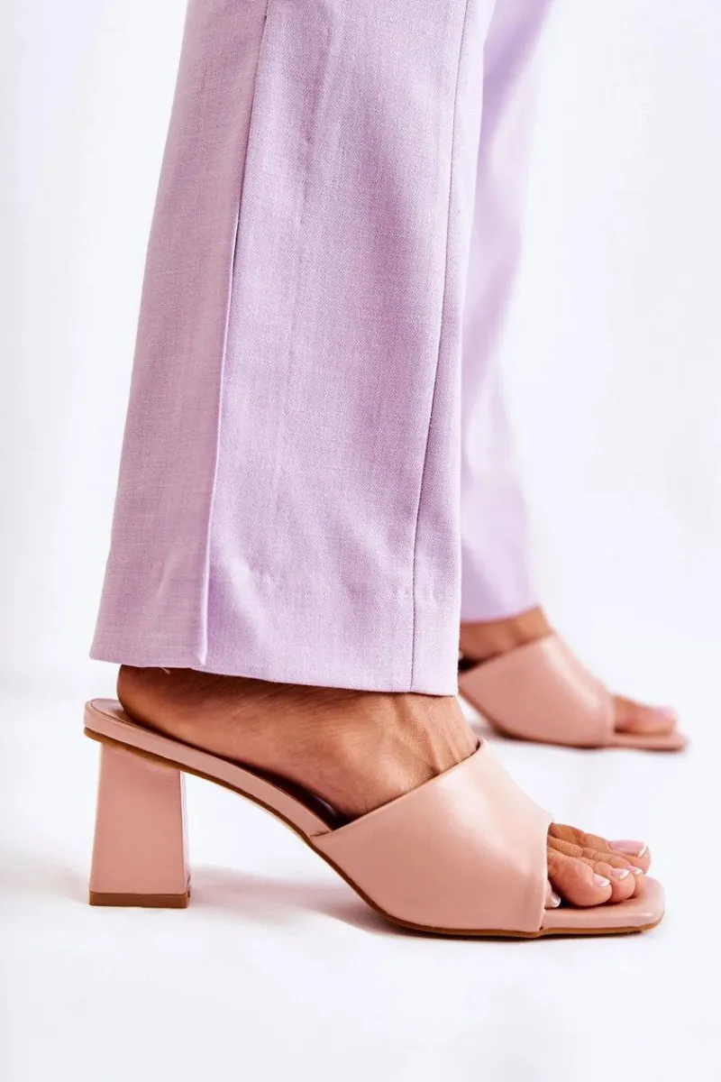 Klapki Na Obcasie|Klapki Damskie Klasyczne>Boto Skórzane Klasyczne Klapki Na Obcasie Nude Talena