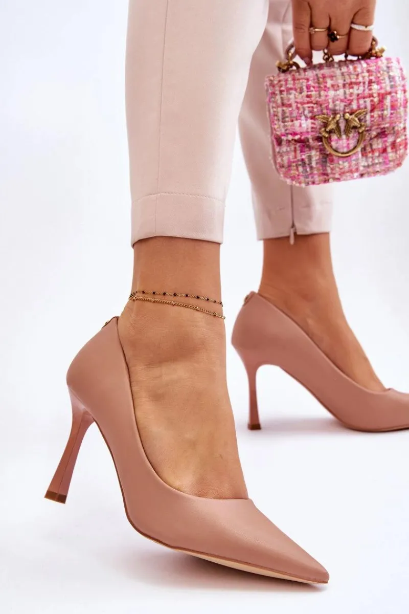Best Buty damskie Vinceza Skórzane Klasyczne Szpilki Beżowe Kelsey