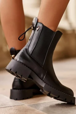 Hot Boto Skórzane Klasyczne Sztyblety Botki Damskie Czarne Harleia