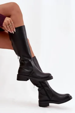 Kozaki Ocieplane|Muszkieterki>Maciejka Skórzane Kozaki Damskie Ocieplane A7164-01 Czarne