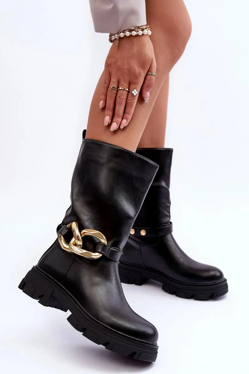 Best Skórzane Kozaki Na Płaskim Obcasie Czarne Diominna Damskie Kozaki Płaskie|Kozaki Przed Kolano