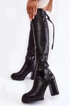 Best Boto Skórzane Kozaki Na Platformie Lewski Shoes 3245 Czarne