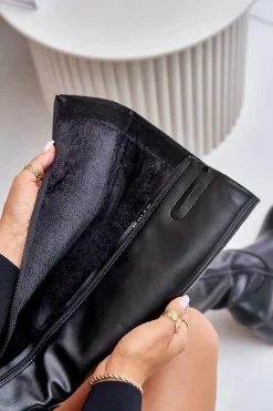 Best Skórzane Kozaki Na Słupku Przed Kolano Ocieplane Sergio Leone KZ231-S Czarne Damskie Kozaki Przed Kolano|Kozaki Na Obcasie