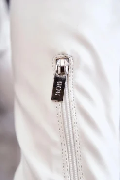 Kozaki Za Kolano|Kozaki Płaskie></noscript>GOE Skórzane Kozaki Za Kolano Na Płaskim Obcasie KK2N4022 Białe