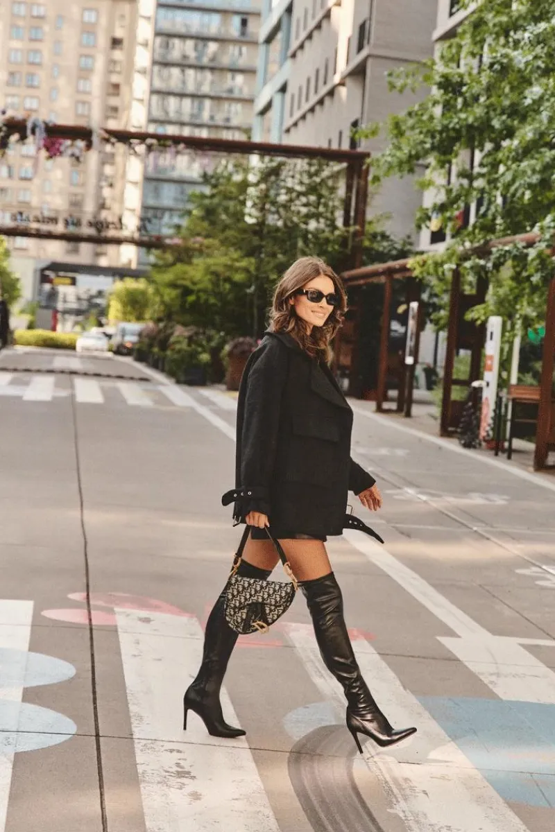 Muszkieterki|Kozaki Za Kolano>Boto Skórzane Kozaki Za Kolano Na Szpilce Czarne Zolno