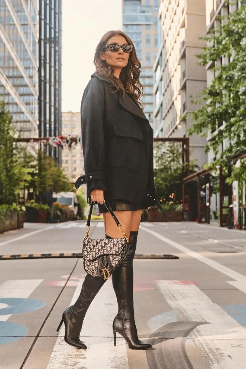 Muszkieterki|Kozaki Za Kolano>Boto Skórzane Kozaki Za Kolano Na Szpilce Czarne Zolno