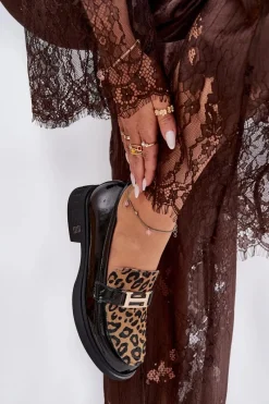 Sale Buty damskie Vinceza Skórzane Lakierowane Mokasyny Panterka Vinceza 66790 Czarne