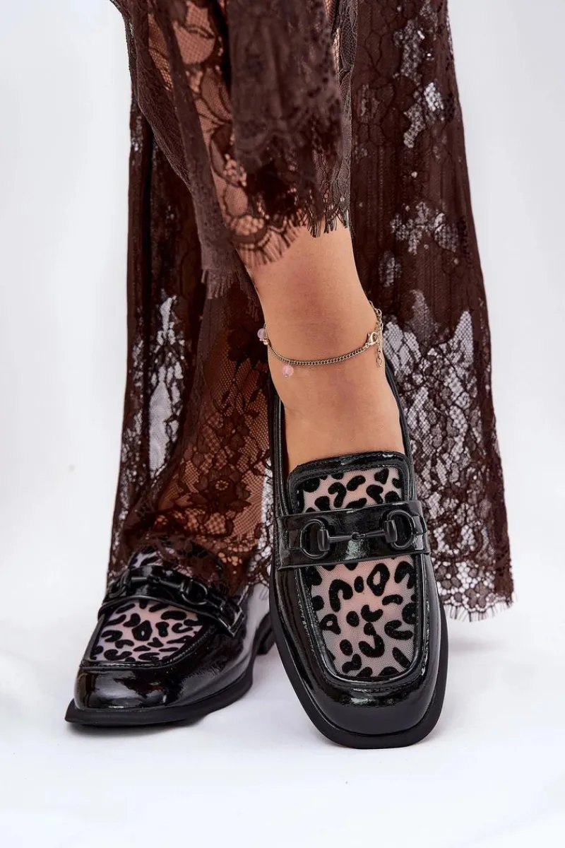 Loafersy Damskie|Mokasyny Płaskie>Buty damskie Vinceza Skórzane Lakierowane Mokasyny Z Siateczką Vinceza 31931 Czarne