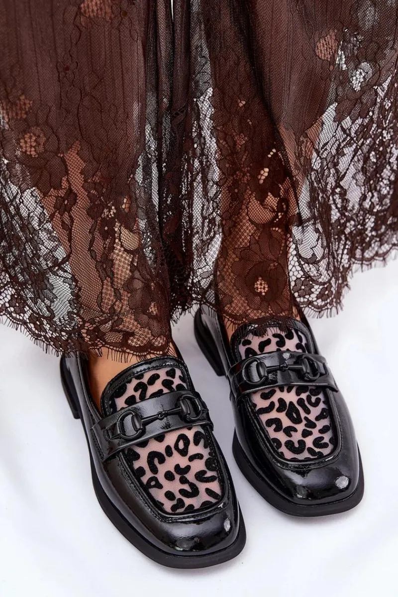 Loafersy Damskie|Mokasyny Płaskie>Buty damskie Vinceza Skórzane Lakierowane Mokasyny Z Siateczką Vinceza 31931 Czarne