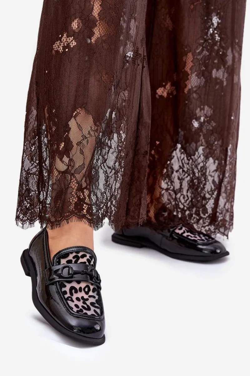 Loafersy Damskie|Mokasyny Płaskie>Buty damskie Vinceza Skórzane Lakierowane Mokasyny Z Siateczką Vinceza 31931 Czarne