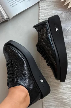 Sale Artiker Skórzane Lakierowane Półbuty Damskie Na Platformie 57C2041 Czarne