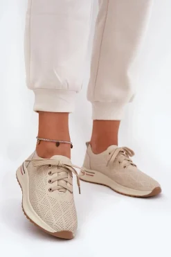 Buty Sportowe Na Platformie|Półbuty Skórzane>Artiker Skórzane Lekkie Półbuty Damskie 54C1759 Beżowe Beżowy