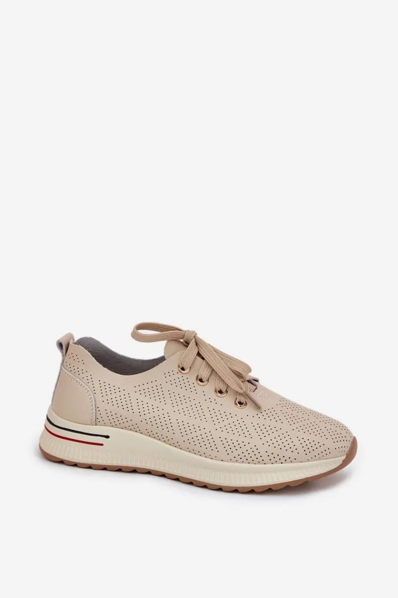 Buty Sportowe Na Platformie|Półbuty Skórzane>Artiker Skórzane Lekkie Półbuty Damskie 54C1759 Beżowe Beżowy