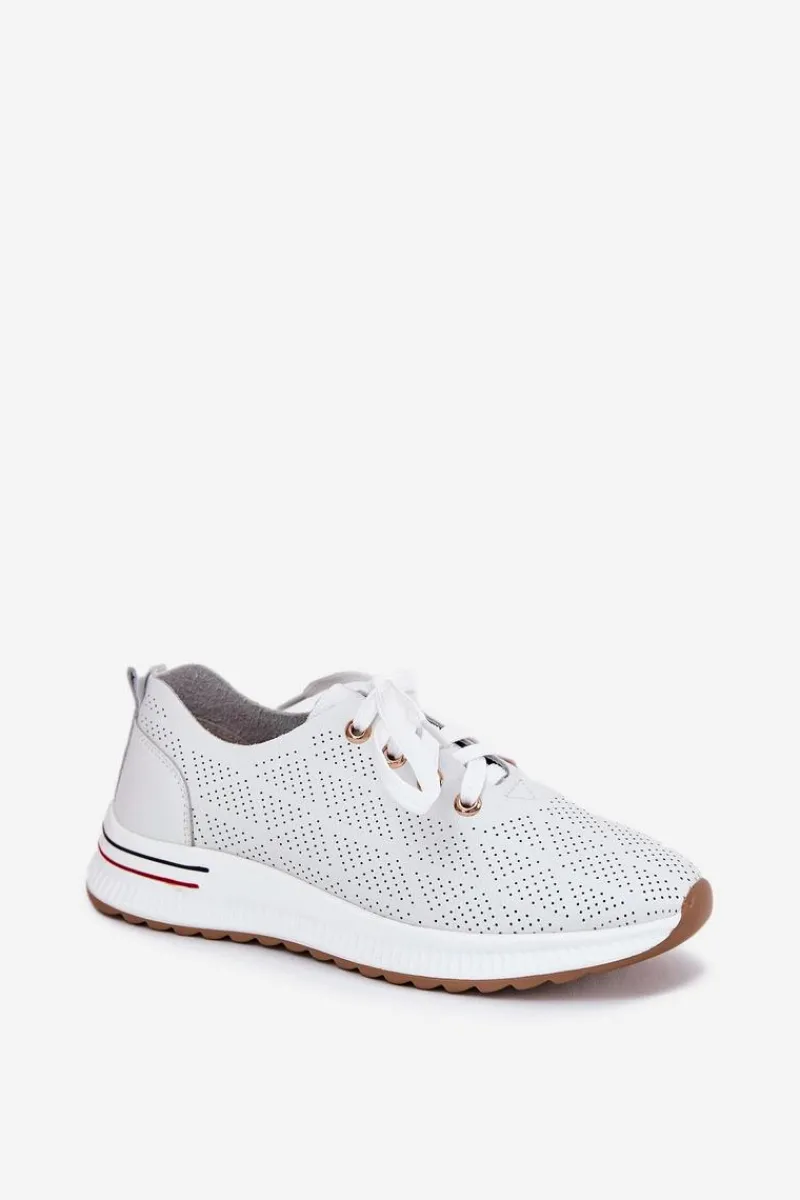 Hot Skórzane Lekkie Półbuty Damskie 54C1758 Białe Damskie Buty Sportowe Na Platformie|Półbuty Skórzane