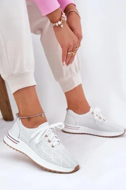 Hot Skórzane Lekkie Półbuty Damskie 54C1758 Białe Damskie Buty Sportowe Na Platformie|Półbuty Skórzane