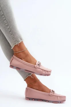 Best Skórzane Mokasyny Damskie Z Ozdobą Różowe S.Barski LR339 Damskie Loafersy Damskie|Mokasyny Damskie Skórzane