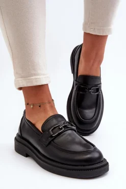 Loafersy Damskie|Mokasyny Damskie Skórzane></noscript>Evento Skórzane Mokasyny Damskie Czarne Keelana