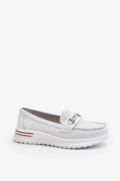 Buty damskie Vinceza Skórzane Mokasyny Damskie Białe Veridinna