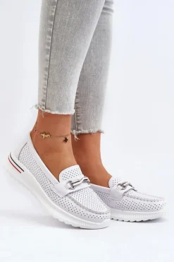 Buty damskie Vinceza Skórzane Mokasyny Damskie Białe Veridinna