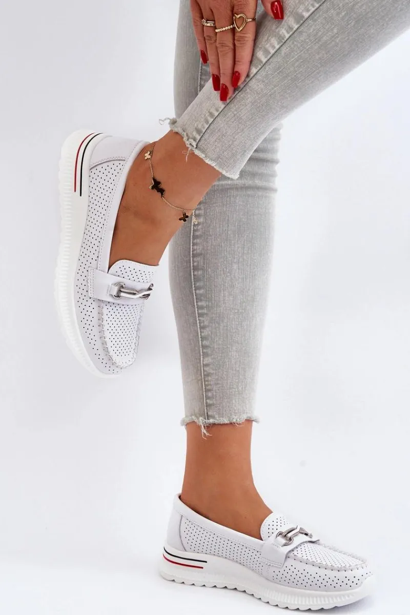 Buty damskie Vinceza Skórzane Mokasyny Damskie Białe Veridinna