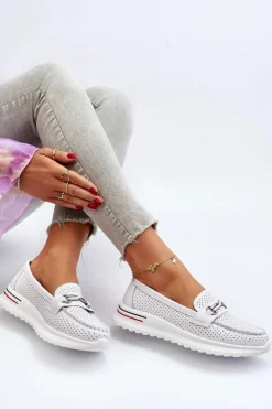 Buty damskie Vinceza Skórzane Mokasyny Damskie Białe Veridinna