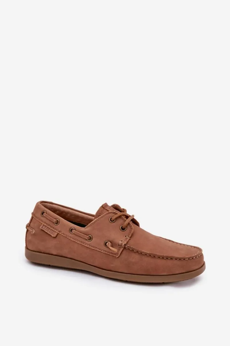 New Skórzane Mokasyny Męskie Big Star RR174162 Camel Męskie Mokasyny Wsuwane