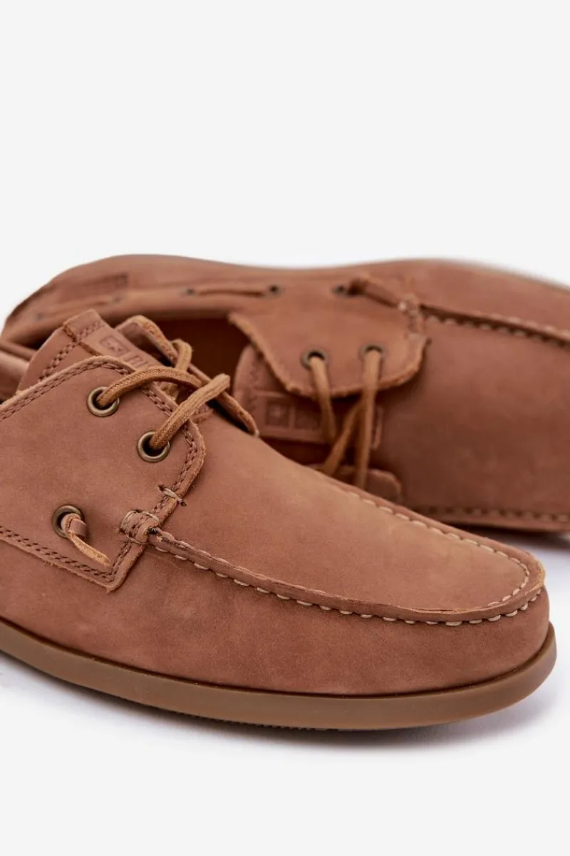 New Skórzane Mokasyny Męskie Big Star RR174162 Camel Męskie Mokasyny Wsuwane