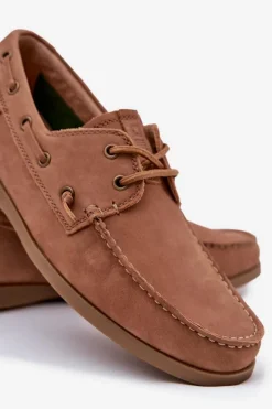 New Skórzane Mokasyny Męskie Big Star RR174162 Camel Męskie Mokasyny Wsuwane