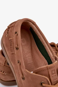 New Skórzane Mokasyny Męskie Big Star RR174162 Camel Męskie Mokasyny Wsuwane