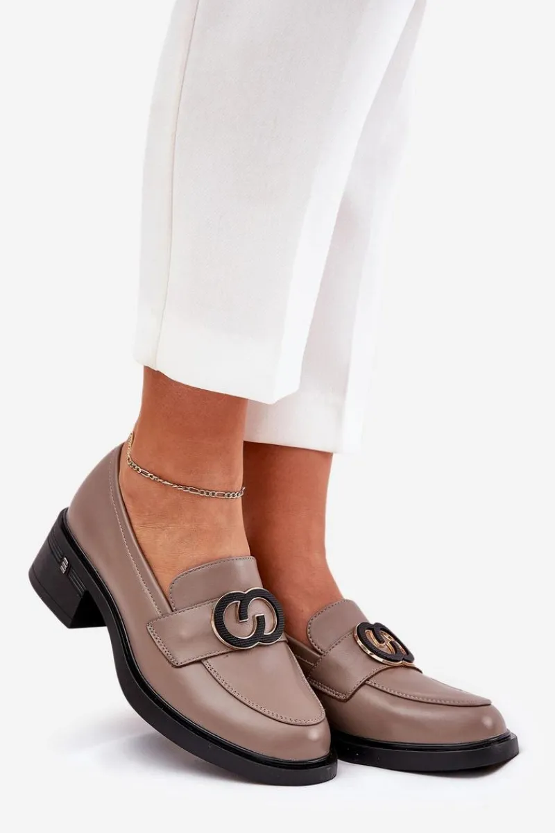 Sale Buty damskie Vinceza Skórzane Mokasyny Na Obcasie Vinceza 18102 Beżowe