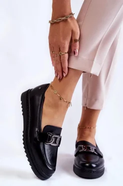 Mokasyny Damskie Skórzane|Mokasyny Na Platformie>Buty damskie Vinceza Skórzane Mokasyny Na Platformie Czarne Abisso