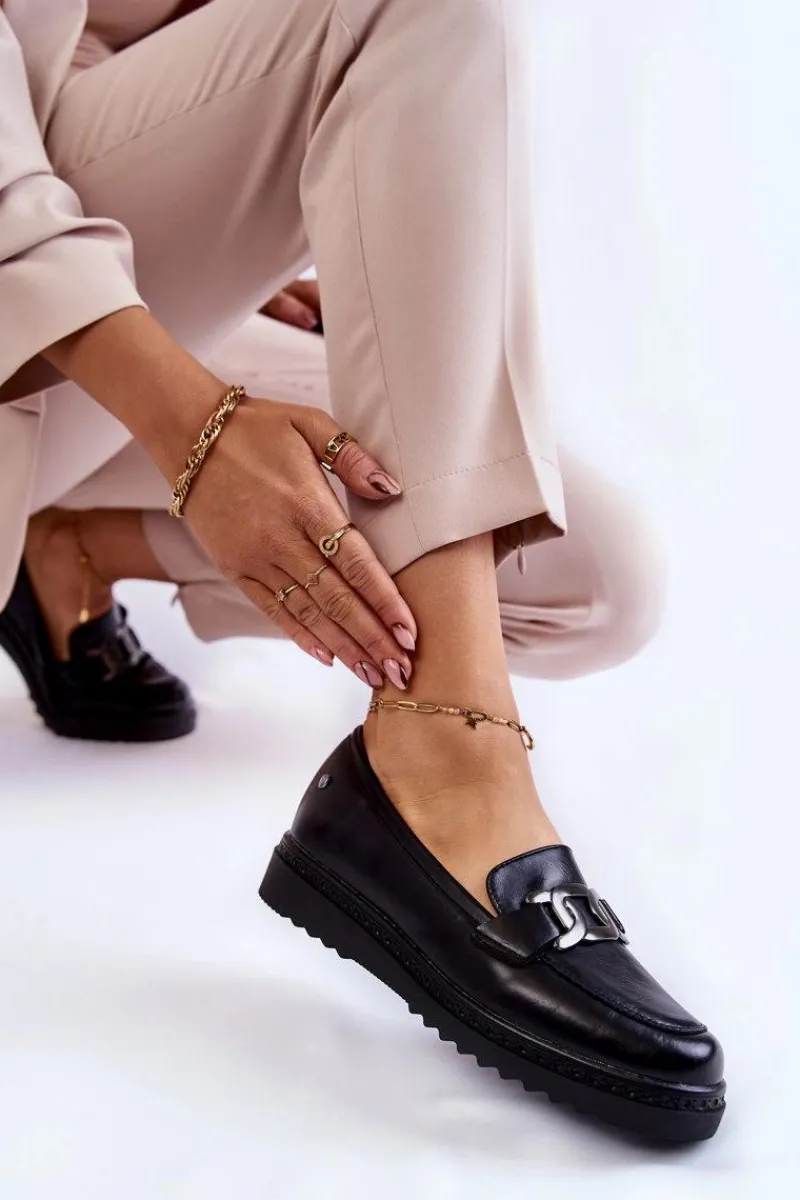 Mokasyny Damskie Skórzane|Mokasyny Na Platformie>Buty damskie Vinceza Skórzane Mokasyny Na Platformie Czarne Abisso