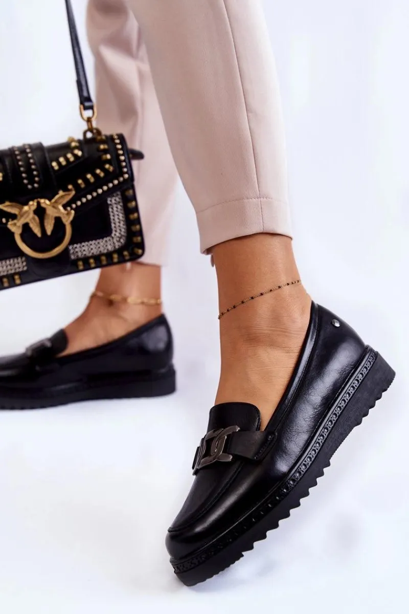 Mokasyny Damskie Skórzane|Mokasyny Na Platformie>Buty damskie Vinceza Skórzane Mokasyny Na Platformie Czarne Abisso