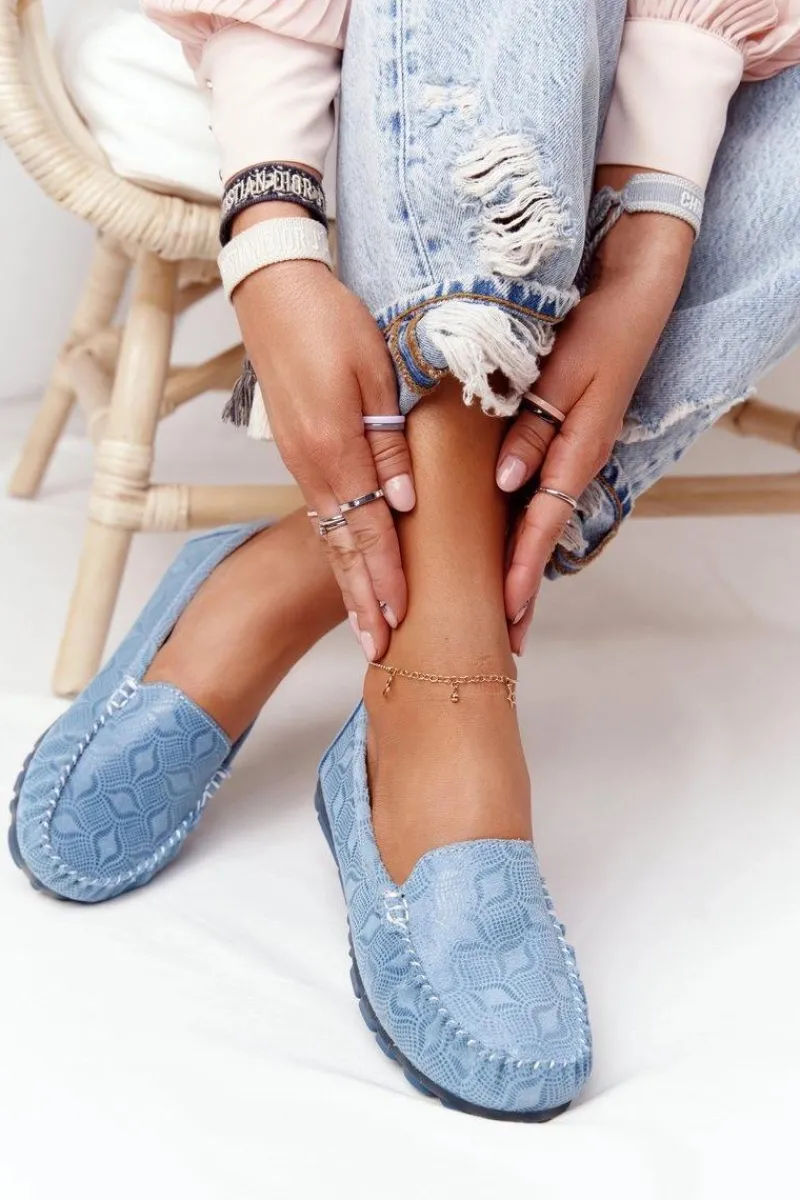 Mokasyny Damskie Skórzane>Evento Skórzane Mokasyny RIO FLORE Eco-Friendly Niebieskie