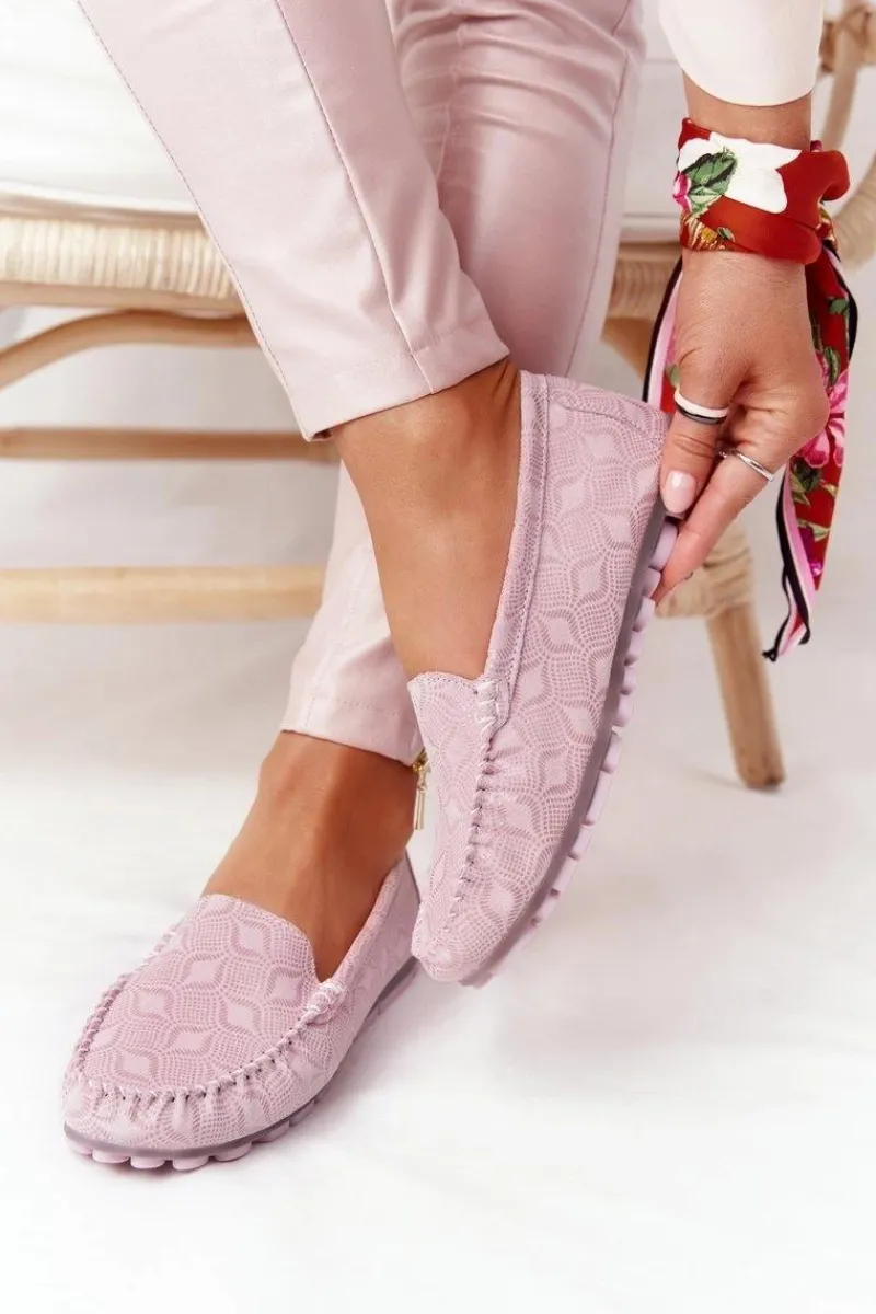 Skórzane Mokasyny RIO FLORE Eco-Friendly Różowe Damskie Mokasyny Damskie Skórzane