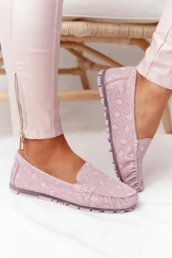 Skórzane Mokasyny RIO FLORE Eco-Friendly Różowe Damskie Mokasyny Damskie Skórzane