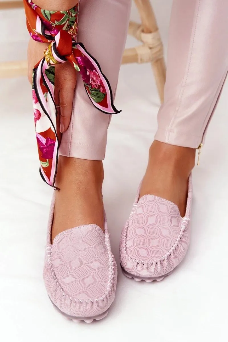 Skórzane Mokasyny RIO FLORE Eco-Friendly Różowe Damskie Mokasyny Damskie Skórzane