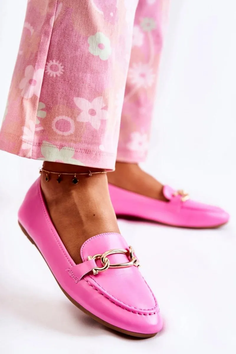 Mokasyny Damskie Skórzane>Boto Skórzane Mokasyny Z Ozdobą Różowe Millario