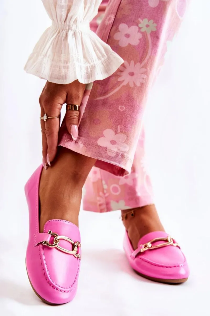 Mokasyny Damskie Skórzane>Boto Skórzane Mokasyny Z Ozdobą Różowe Millario