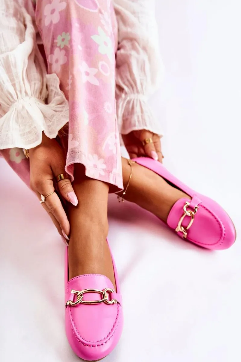 Mokasyny Damskie Skórzane>Boto Skórzane Mokasyny Z Ozdobą Różowe Millario