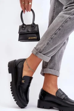 Best Boto Skórzane Mokasyny Z Ozdobą Czarne Esperta