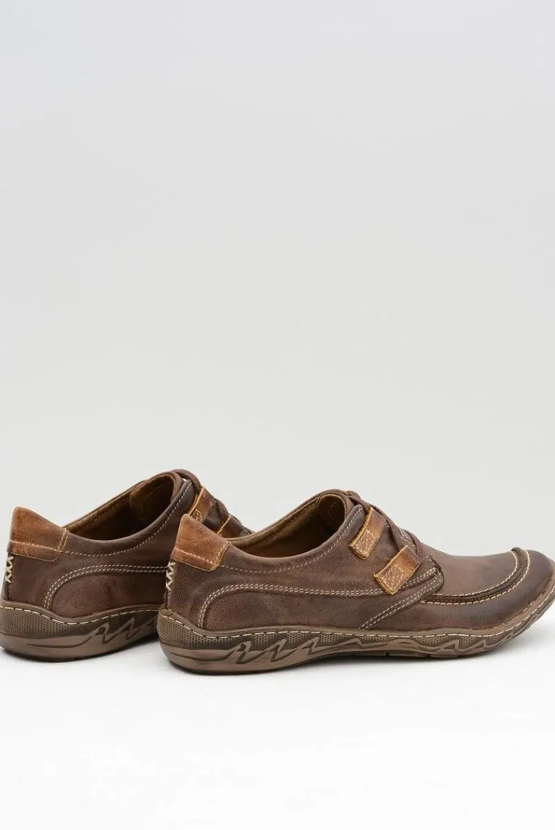 Hot Boto Skórzane Męskie Brązowe Półbuty Elton