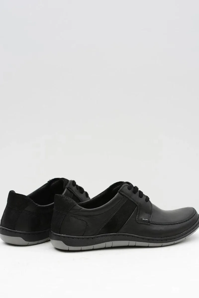 Półbuty Casual>Boto Skórzane Męskie Klasyczne Czarne Półbuty Rocco