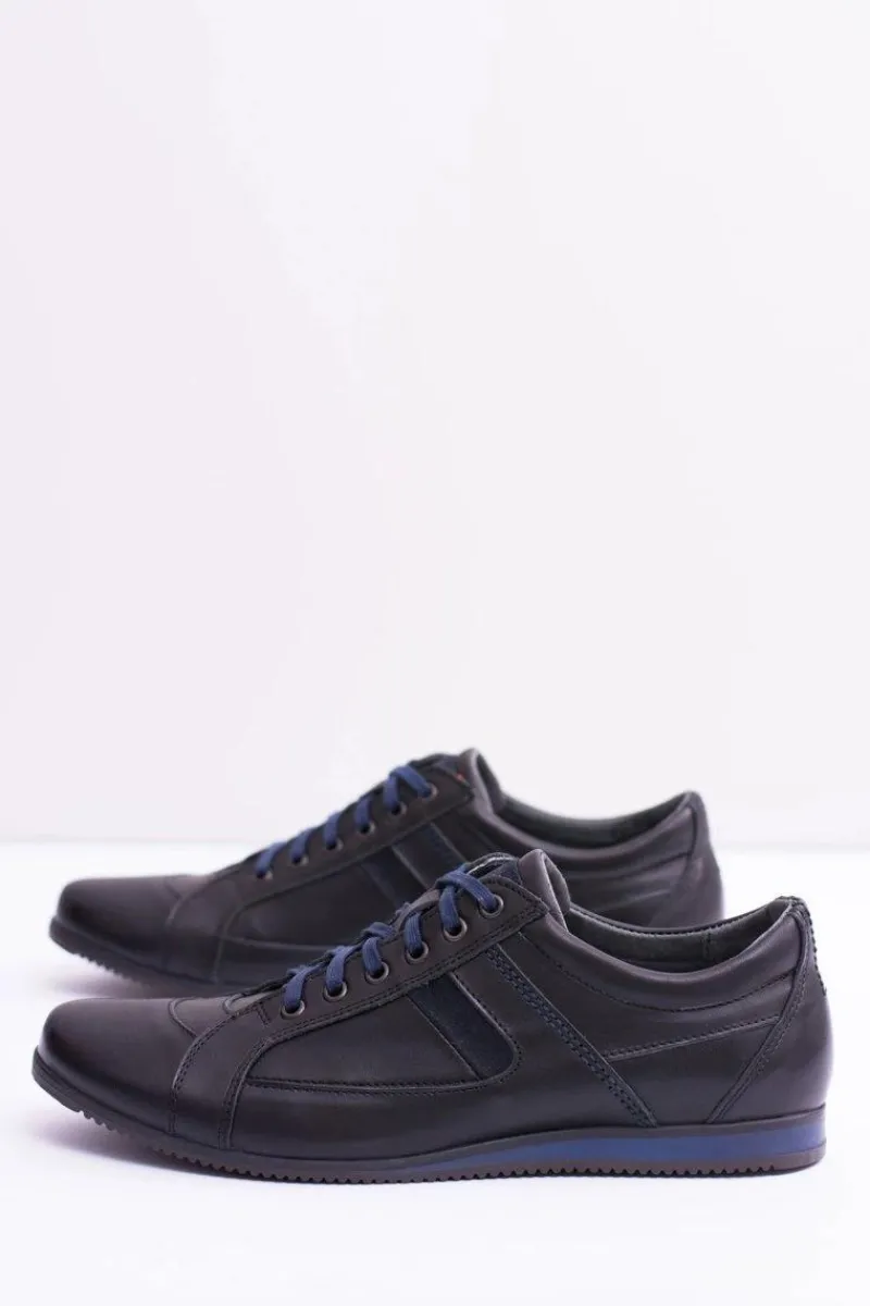 Clearance Skórzane Męskie Sportowe Półbuty Sferis Czarne Męskie Półbuty Casual