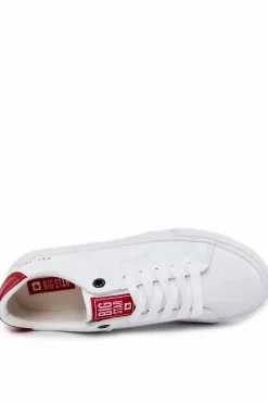 Outlet Skórzane Męskie Tenisówki Big Star JJ174106 Biało-Czerwone Męskie Trampki Męskie Big Star|Trampki Niskie