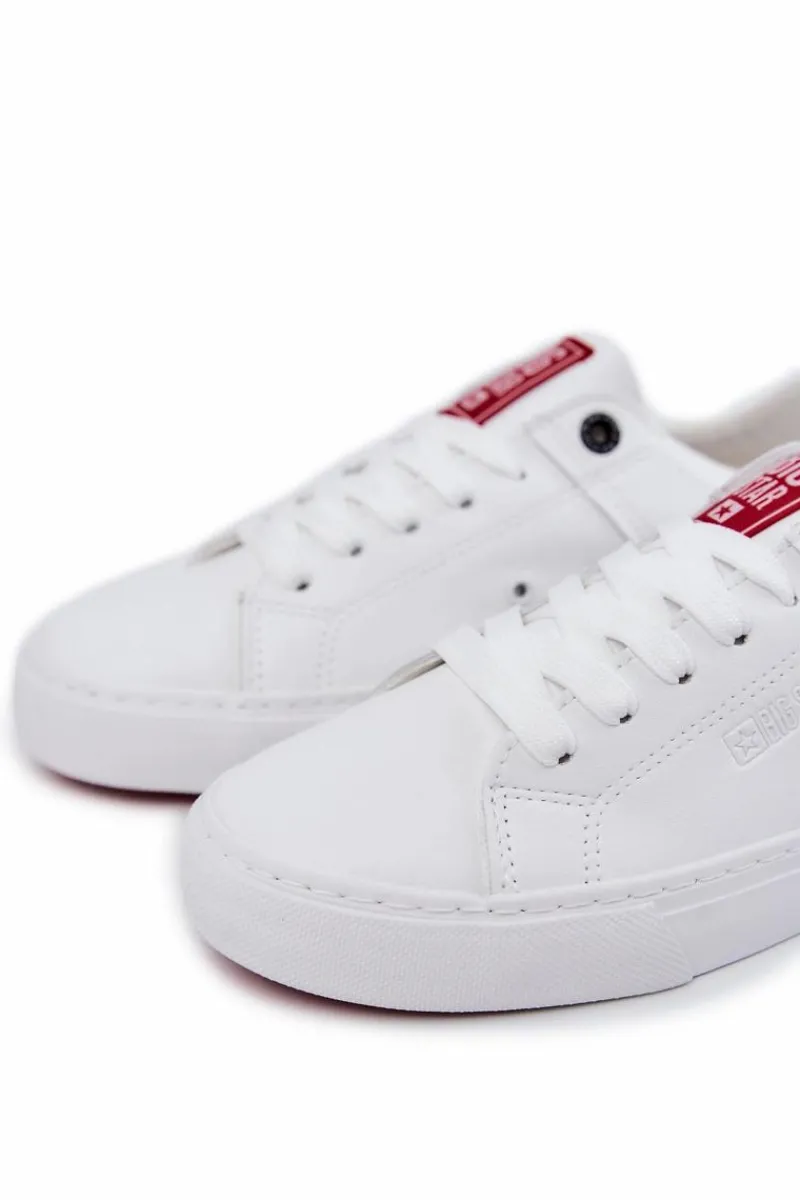 Outlet Skórzane Męskie Tenisówki Big Star JJ174106 Biało-Czerwone Męskie Trampki Męskie Big Star|Trampki Niskie