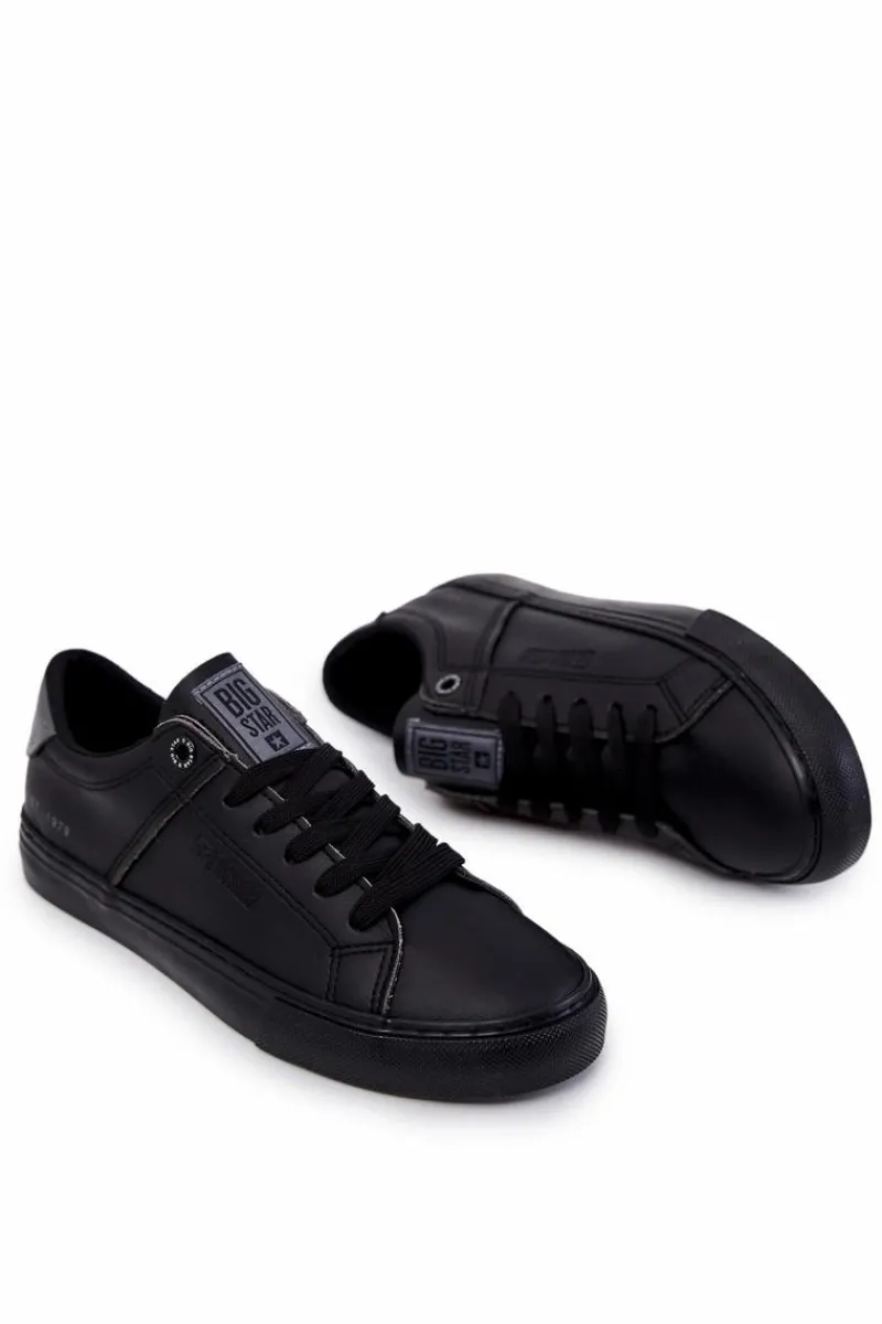 Sale Skórzane Męskie Tenisówki Big Star JJ174108 Czarne Męskie Trampki Męskie Big Star|Trampki Niskie
