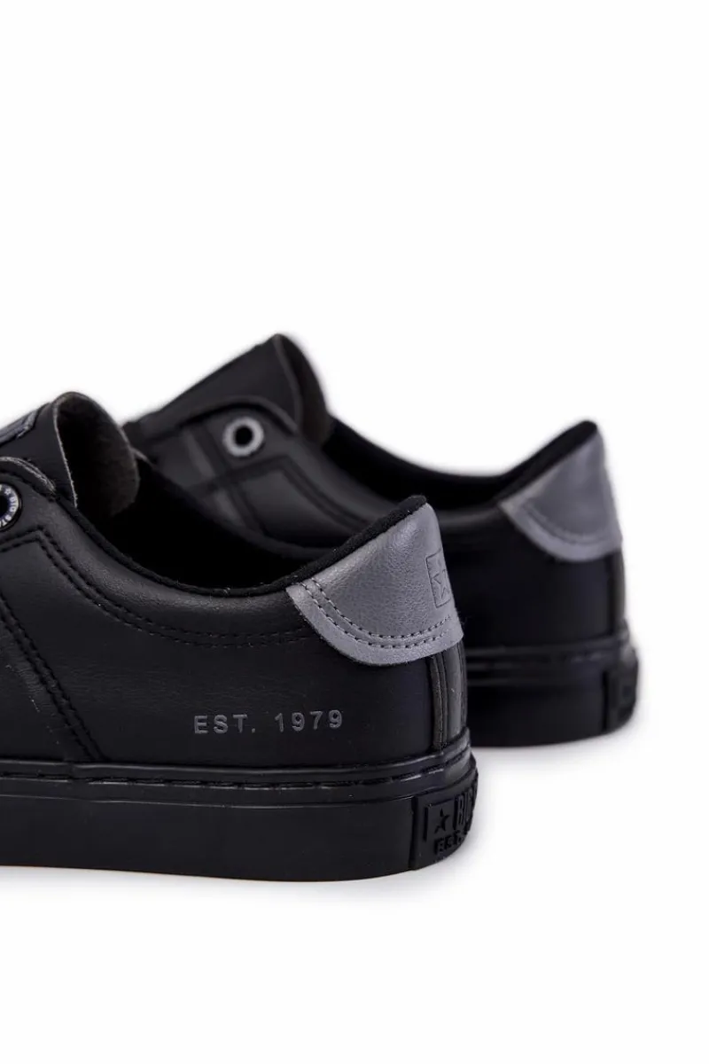 Sale Skórzane Męskie Tenisówki Big Star JJ174108 Czarne Męskie Trampki Męskie Big Star|Trampki Niskie