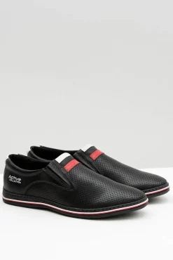 Online Boto Skórzane Męskie Wsuwane Czarne Półbuty Dziurki Mello